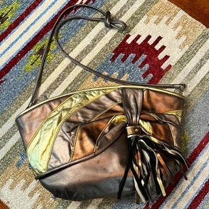 Reem Genuine Leather Metallic Retro 80s Handbag